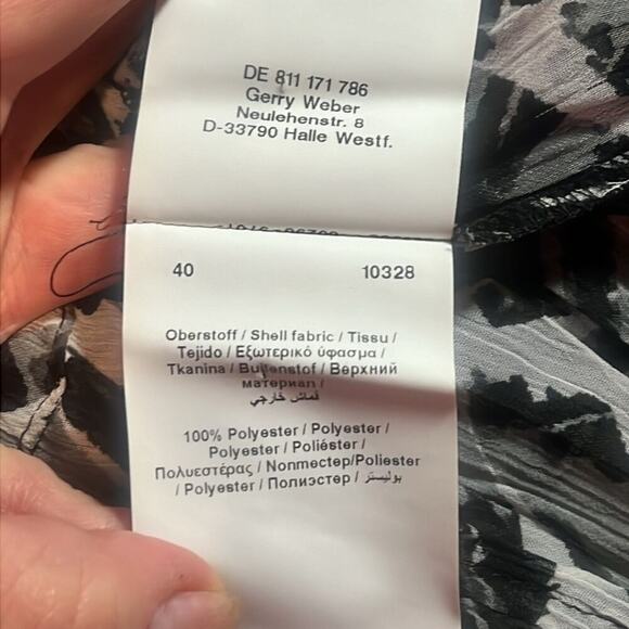 Gerry Weber Button Down Blouse Black White Sequin Ruffle Top Women's Size 10 :)! - Picture 7 of 8